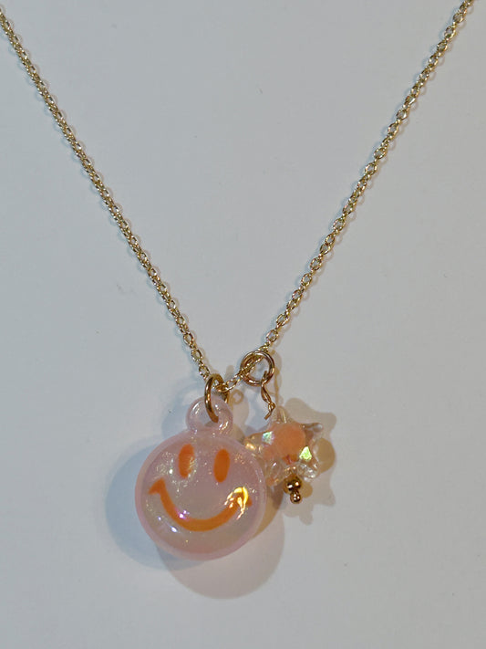 Happy Face Charm Neckless Orange